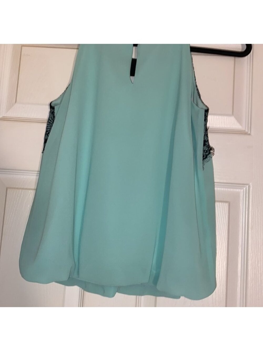 A.Byer sleeveless gathered bottom lace trim around  Beautiful Pale Green SZ S - Picture 8 of 8